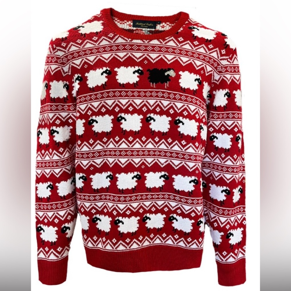 Irish Red Sheep Pattern Sweater - image 1